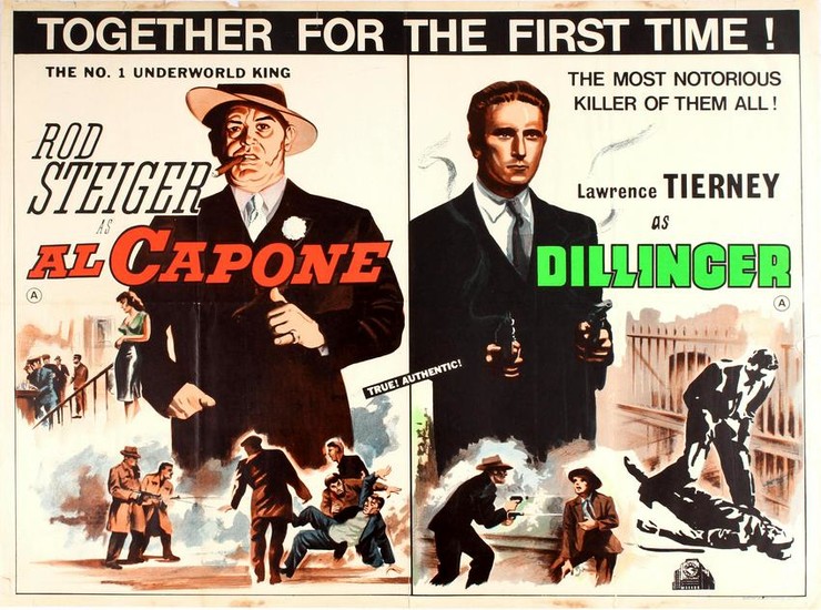 Movie Poster Al Capone Dillinger Double Bill Quad