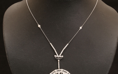 NECKLACE WITH PENDANT, 18k white gold, with brilliant cut diamonds.