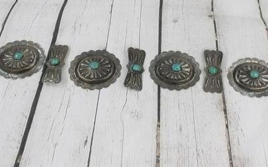 Native American Turquoise Silver Buckle/Conchos