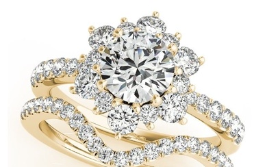 Natural 2.75 CTW Diamond Engagement Ring SET 14K Yellow Gold