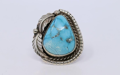 Navajo Feather Turquoise Ring Sterling Betta Lee Signed