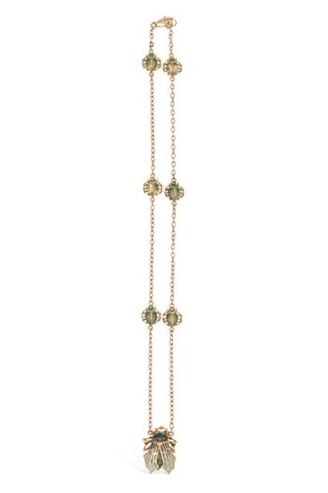 Necklace chain in 18k (750) yellow gold decorated with six...