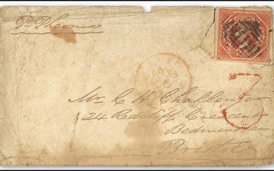 New South Wales Covers and Cancellations 1855 (20 June) envelope from Sydney to Bristol, carrie...