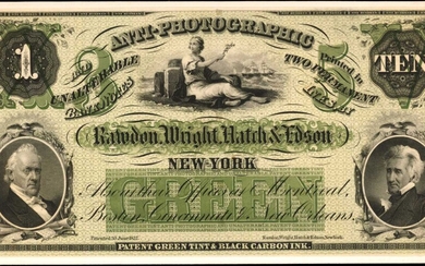 New York. Rawdon, Wright, Hatch & Edson. 1800s. About Uncirculated.