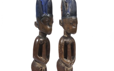 Nigeria, Yoruba, Egbe, a pair of male twin figures, ibeji