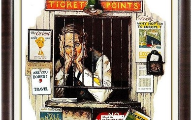 Norman Rockwell Lithograph Original Signed Saturday Evening Post Ticketseller
