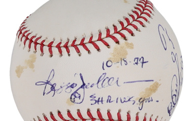 OML Baseball Signed by (4) with Reggie Jackson, Charlie Hough, Burt Hooton & Elias Sosa with Multiple Inscriptions (Beckett)