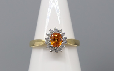 ORANGE SAPPHIRE & DIAMOND ring.