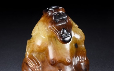 Old Chinese Hetian Jade Carved Bear Statue