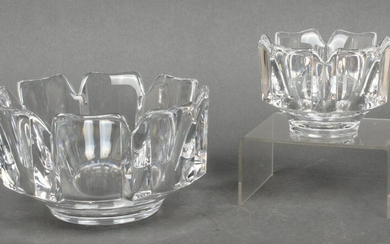Orrefors "Corona" Modern Crystal Bowls, Set of 2