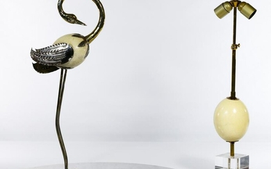Ostrich Egg Style Lamp and Figure