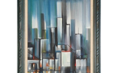 Ozz França Modernist Oil Painting "After Rain," Mid-Late 20th Century