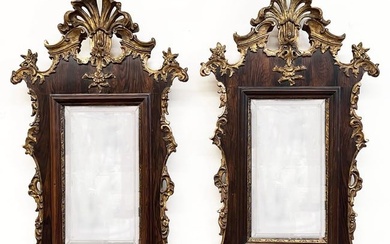 PAIR OF 18TH C. PORTUGUESE ROSEWOOD AND GILDED MIRRORS