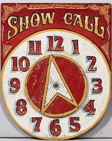Painted Aluminum and Wood "Show Call" Sign