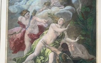 Painted Engraving Daphne and Apollo