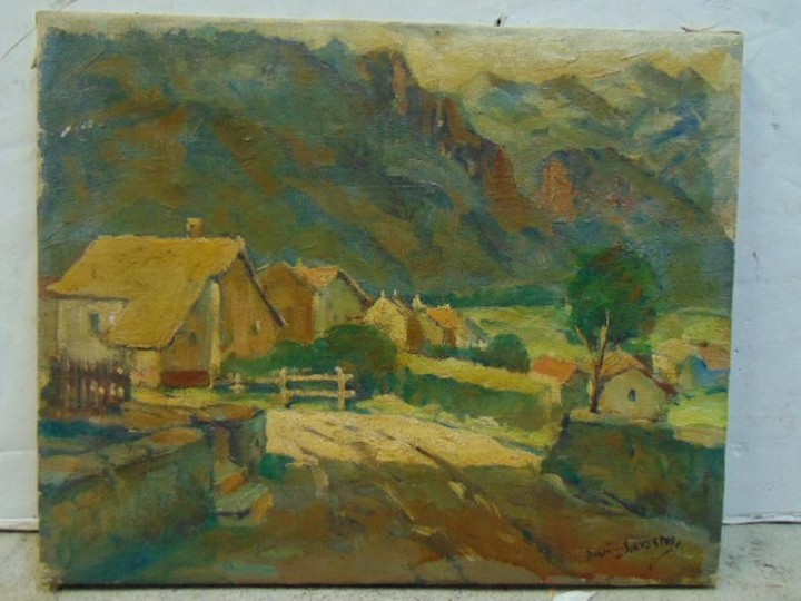 Painting, "Obergurgl", sgd. Henri Sylvestre, oil on