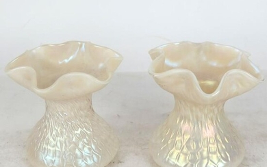 Pair Art Glass Flare Rim Vases