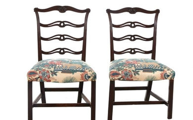 *Pair Chippendale ladder back side chairs (2pcs)