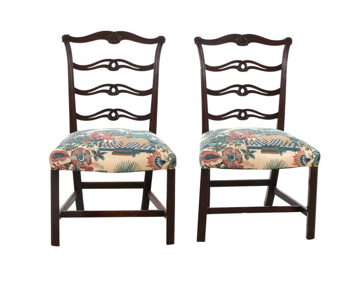 *Pair Chippendale ladder back side chairs (2pcs)