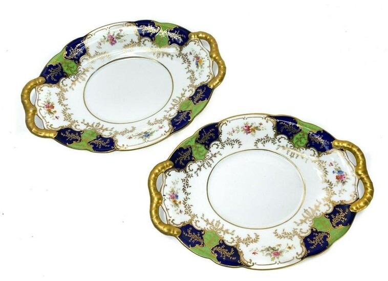 Pair Coalport Porcelain Twin Handled Small Dishes