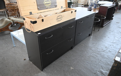 Pair Contemporary Low Filing Cabinets.