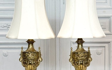 Pair Louis XVI Style Bronze Table Lamps