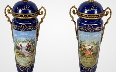 Pair of 19th Century French Sevres Urn Vases
