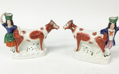 Pair of 19th Century Staffordshire Spill Vases
