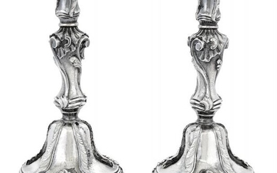 Pair of Buccellati Rococo Style Sterling Silver Candlesticks