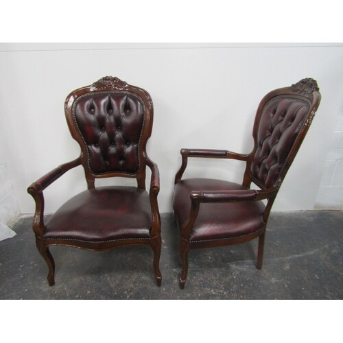 Pair of Chesterfield style high back chairs 105cm x 64cm x 6...