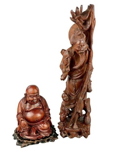 Pair of Chinese Carved Figural Groups