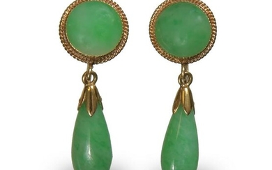 Pair of Chinese Jadeite Earrings, Republic