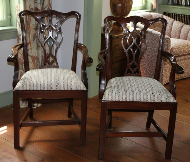 Pair of Councill Hepplewhite Style Mahogany Armchairs