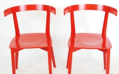Pair of Red Cockfighting-Style Chairs