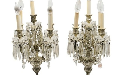Pair of Silver Bronze Electric Candelabras