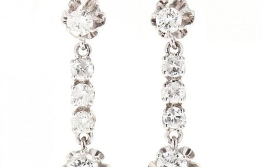 Pair of White Gold and Diamond Dangle Earrings