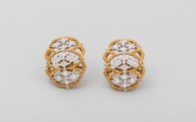 Pair of earrings in 18K yellow and white...