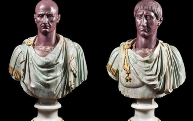 Pair of large emperor busts, each