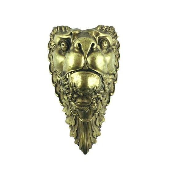 Pair of sculpted bronze "lion faces