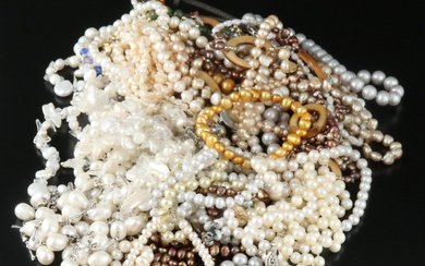 Pearls, Rock Crystal Quartz, Faux Pearls, Sterling and Gold Featured in Jewelry