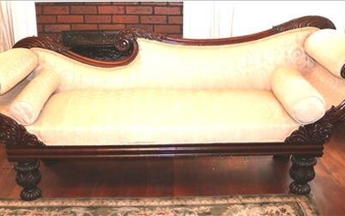 Period Federal Recamier, Ivory Upholstery