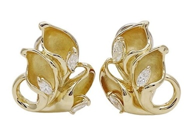 Pierre Cardin Earrings Women's 750YG Diamond Yellow Gold Polished