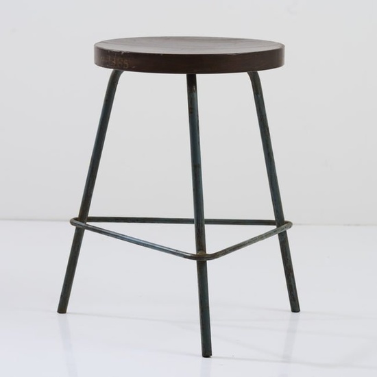 Pierre Jeanneret; Le Corbusier, 'Chandigarh' - 'PJ-SI-58 A' variant stool, c. 1960