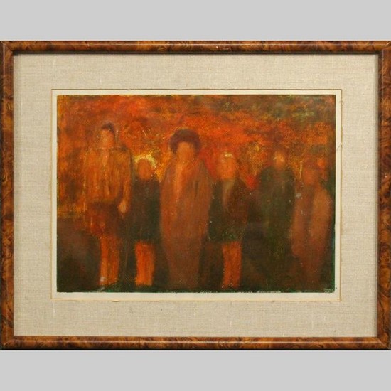 Pinto, 20th C. Modernism Figures Oil on Board Painting