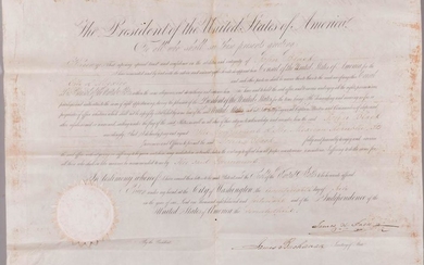 Polk, James Knox (1795-1849) and James Buchanan (1791-1868) Document Signed, 28 July 1848. Engraved document on parchment fulfilled by
