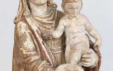 Polychromed carved sculpture of Madonna and Child