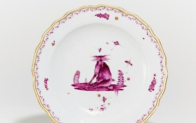 Porcelain plate depicting a bearded fabulous creature