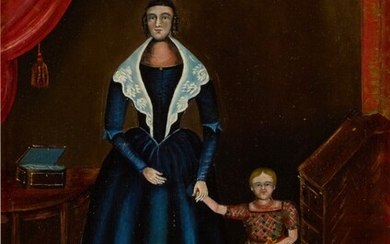 Portrait of a Mother and Child, American School, 19th Century