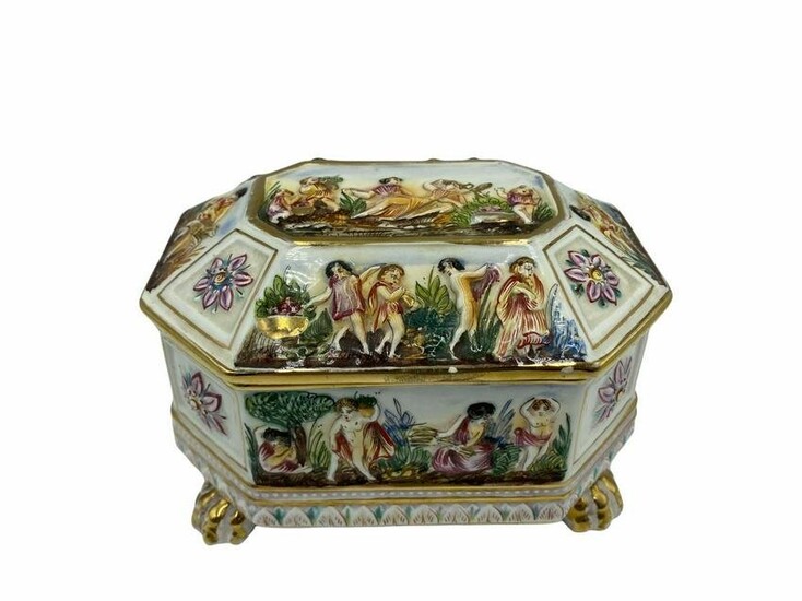 R. Capodimonte Italy Porcelain Jewelry Box