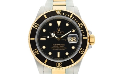 ROLEX | REFERENCE 16613 SUBMARINER A STAINLESS STEEL AND YELLOW GOLD AUTOMATIC WRISTWATCH WITH DATE AND BRACELET, CIRCA 1991